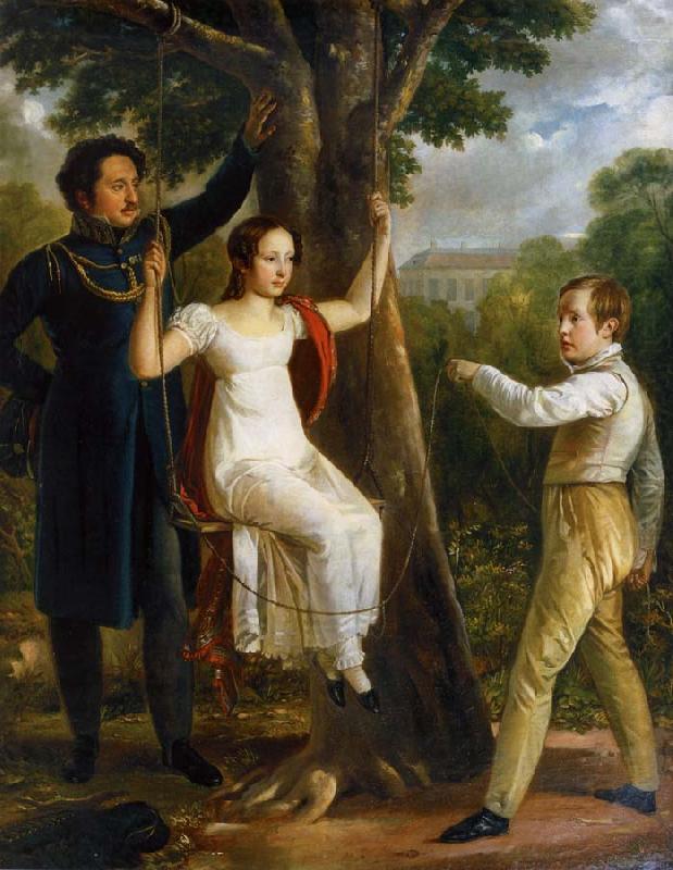 unknow artist Major Mauritz Clairfelt with sons and daughter in sway china oil painting image